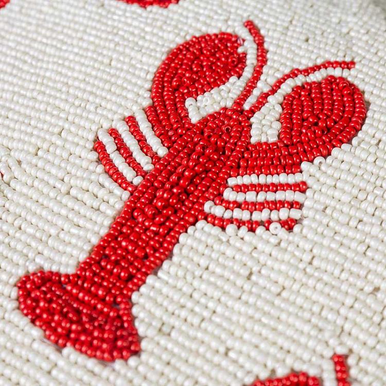 Декоративная подушка с вышивкой из бисера Лобстеры Glass Beaded Cushion Lobsters