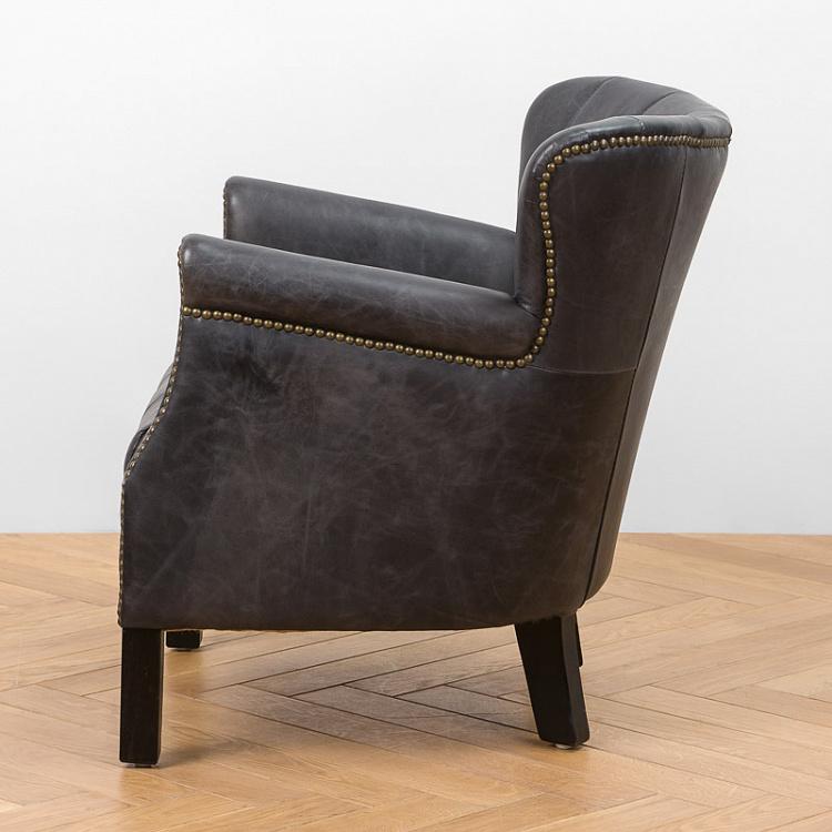 Кресло Поль с отделкой полосами, чёрные ножки Paul Armchair With Stripes, Black Wood D