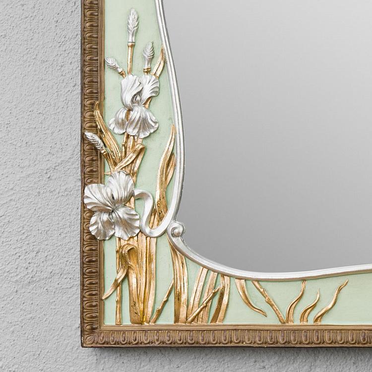 Зеркало в зелёной раме с золотыми цветами Ар-Нуво Art Nouveau Green And Gold Flowers Mirror