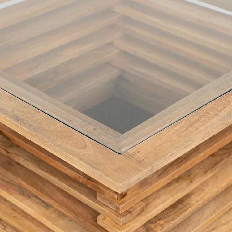 Деревянный журнальный стол Крещендо Wooden Coffee Table Crescendo With Glass Top