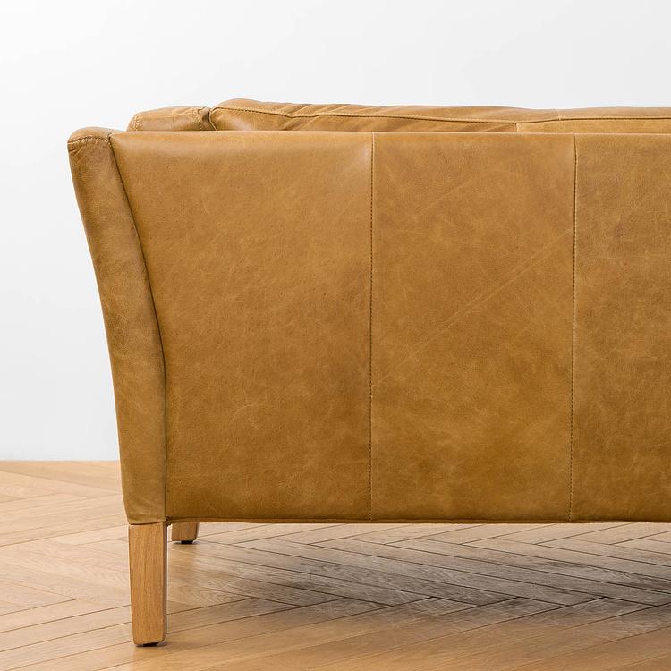 Трёхместный диван Lincoln 3 Seater, Bleached Oak PF натуральная кожа Cognac Grain - ракурс 8