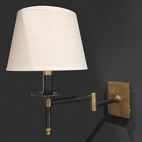 Leather Copper Wallsconce With Shade Beige Linen