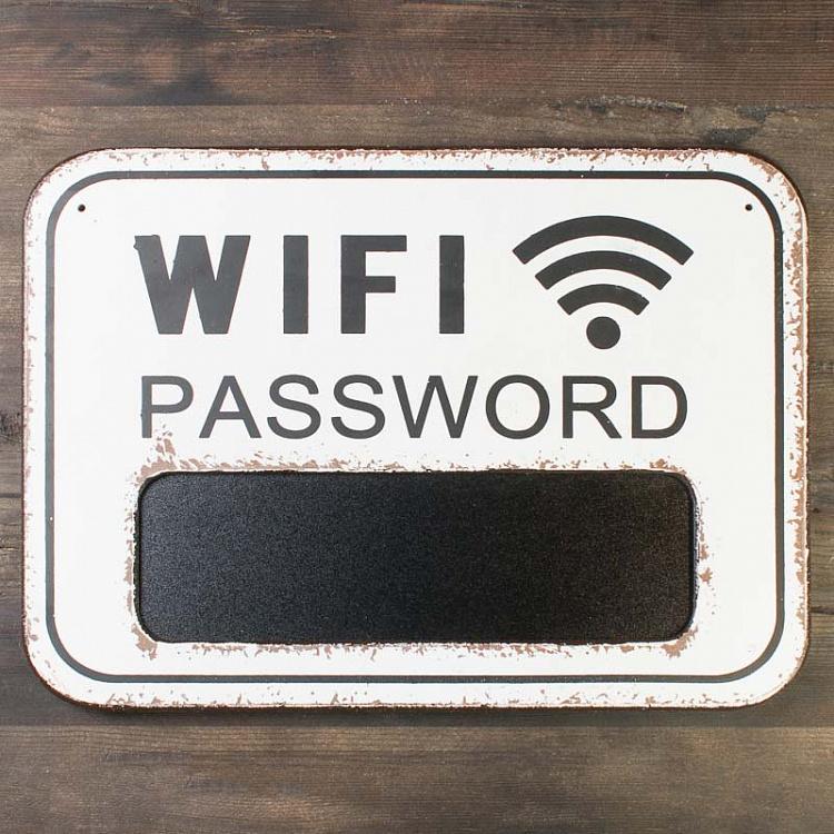 Табличка WiFi пароль Panneau En Bois Wifi Password Fond Blanc/Noir