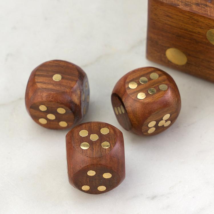 Пять деревянных игральных костей в шкатулке Dice Box With 5 Dices