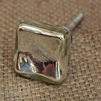 Concave Square Silver Glass Knob