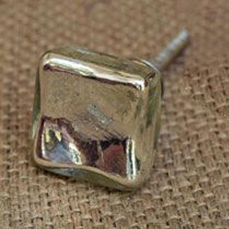 Мебельная ручка Квадрат вогнутый Concave Square Silver Glass Knob