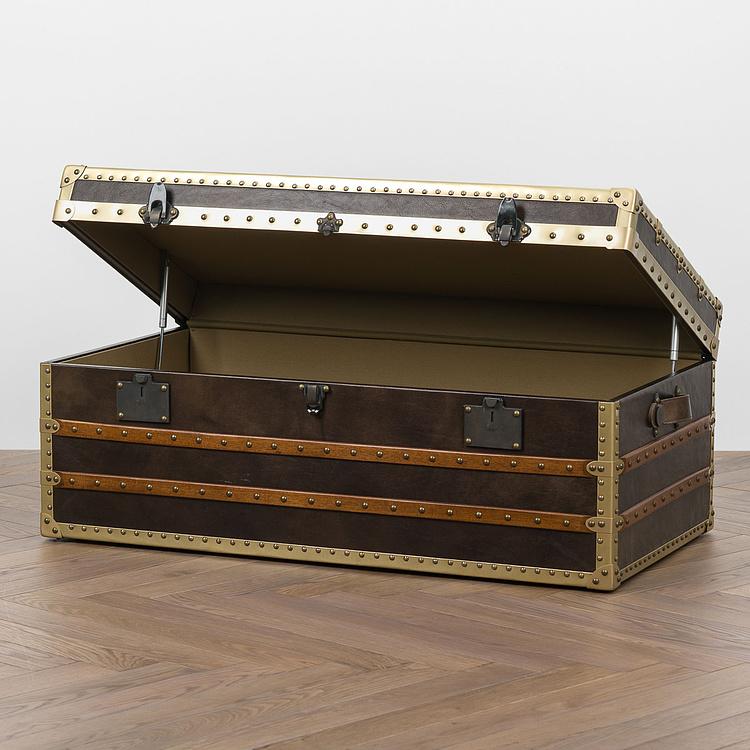Журнальный стол-сундук Cargo Coffee Table RM натуральная кожа Antique Master - ракурс 2