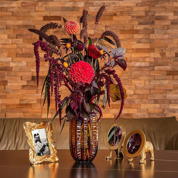 Ваза янтарного цвета Кактус, L Cactus Shape Amber Glass Vase Large