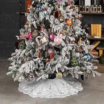 Коврик-юбка под ёлку Christmas Tree Skirt White And Silver 120 cm