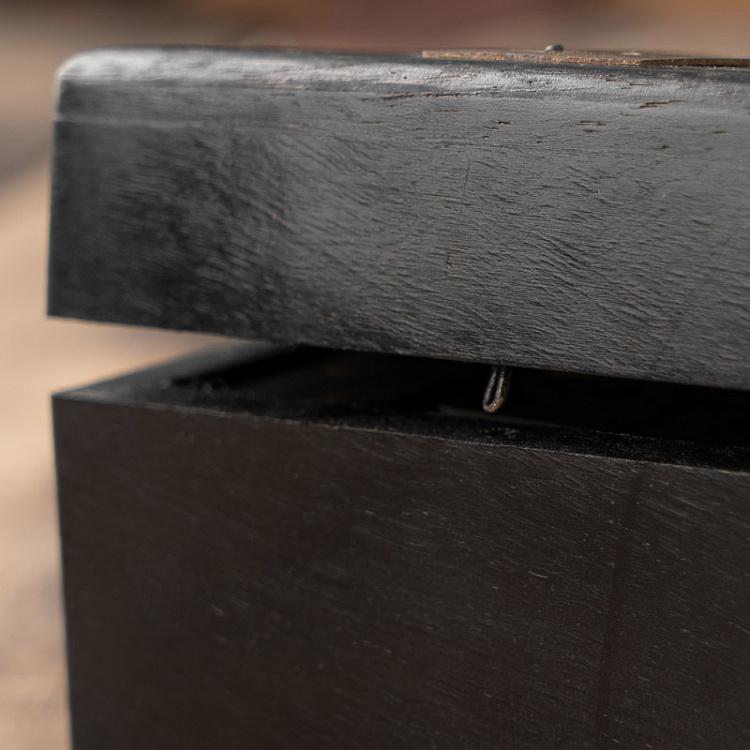 Шкатулка с набором домино, латунные вставки Black Wooden Domino Box Brass Details