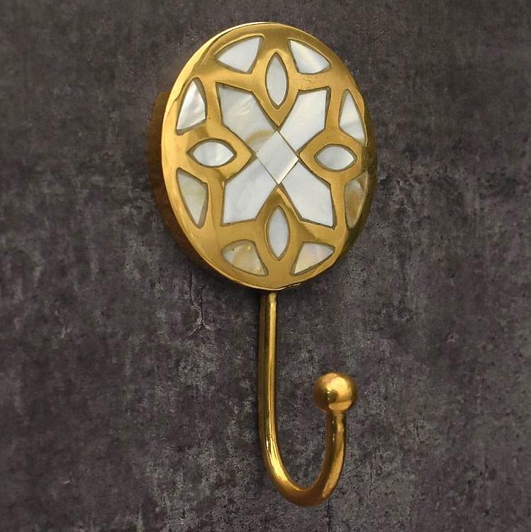 Крючок Танжер Люкс с жемчужной инкрустацией Tangier Luxe Brass Pearl Inlay Hook