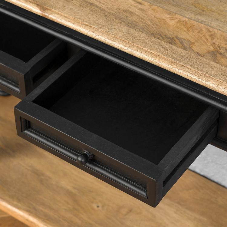 Чёрный консольный стол с нижней полкой Невермор Nevermore Black Console With Low Shelf