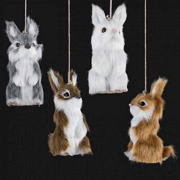 Набор из четырёх ёлочных игрушек Зайцы Set Of 4 Hares 11,5 cm