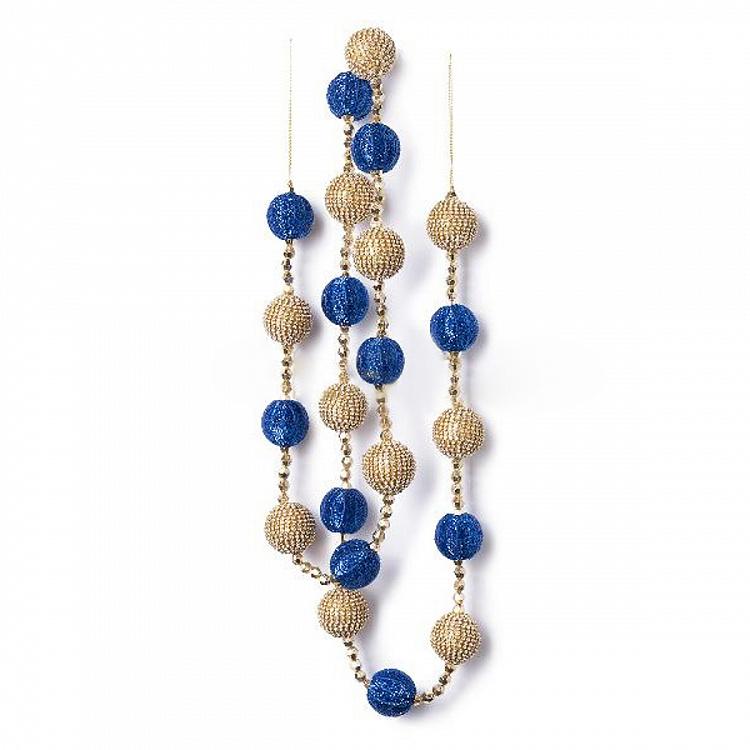 Гирлянда из Золотистых и синих шаров Garland With Balls Gold And Blue 182 cm