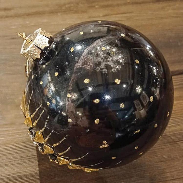 Черно-золотой ёлочный шар со стразами и пчелой дисконт Glass Jewel 3D Bee Ball Black/Gold 12 cm discount