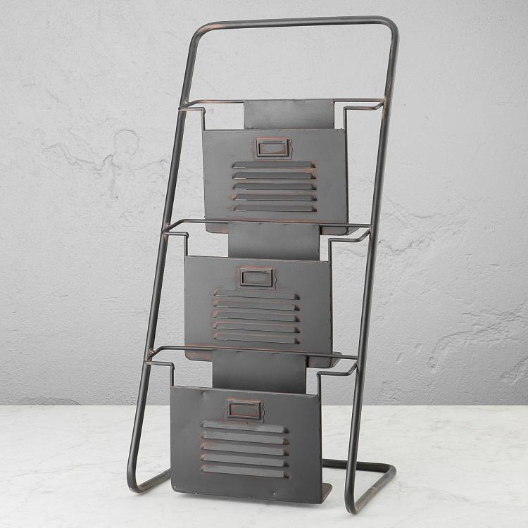 Трёхъярусная газетница  Newspaper Holder On Stand 3 Shelves