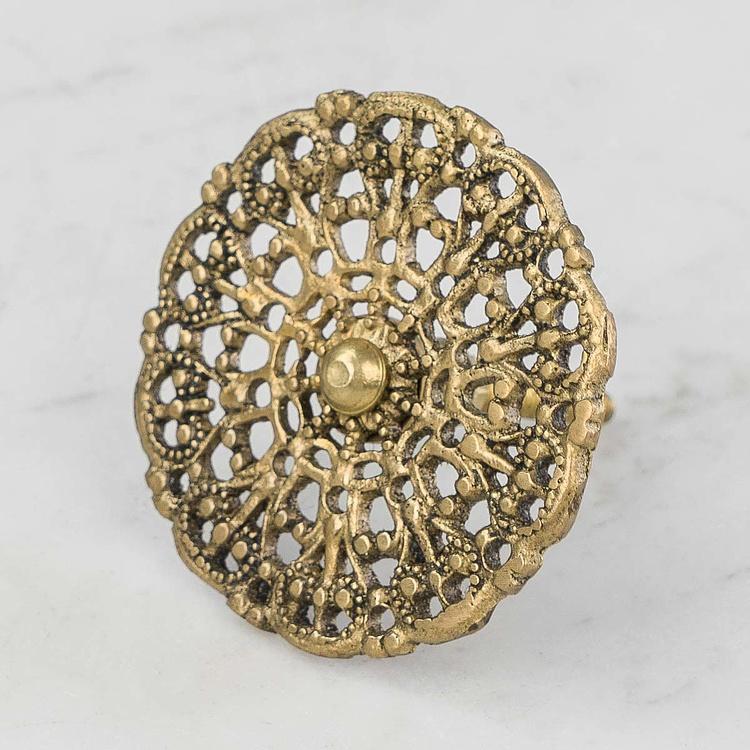 Мебельная ручка с кружевным узором Веллуру Vellore Brass Fancy Round Knob