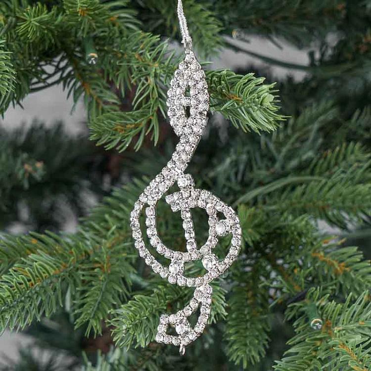 Ёлочная игрушка Скрипичный ключ Treble Clef Silver 7 cm