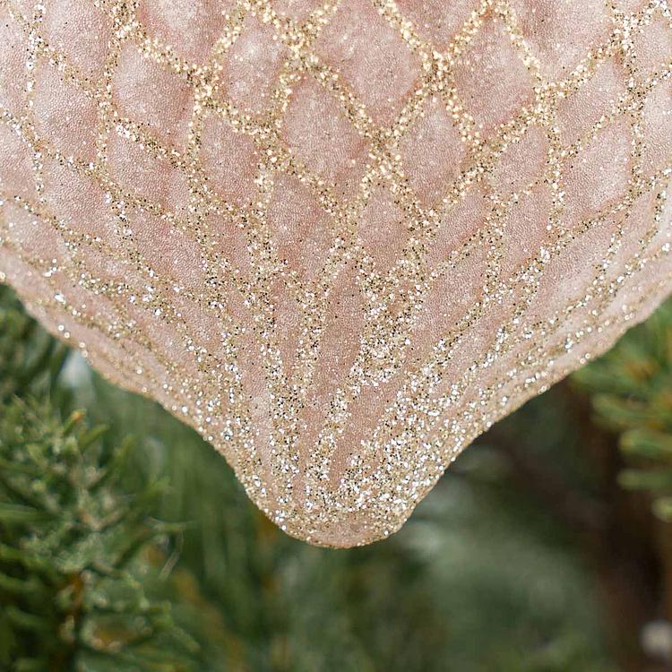 Ёлочная игрушка Розовая шишка с пухом, S Multifaceted Bulb With Fluff Pink 8 cm