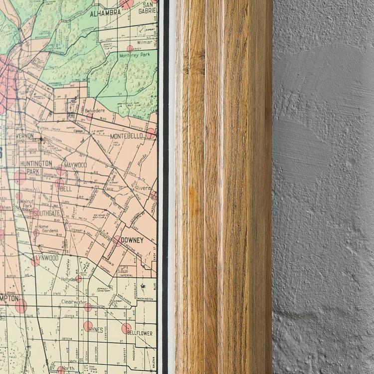 Картина-принт Карта Лос-Анджелеса, рама из высветленного дуба Classic Map Los Angeles, Weathered Oak