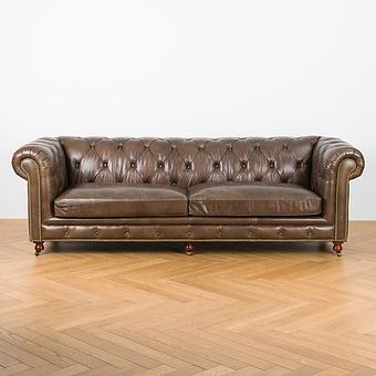 Трёхместный диван Regent 3 Seater RM натуральная кожа Antique Master