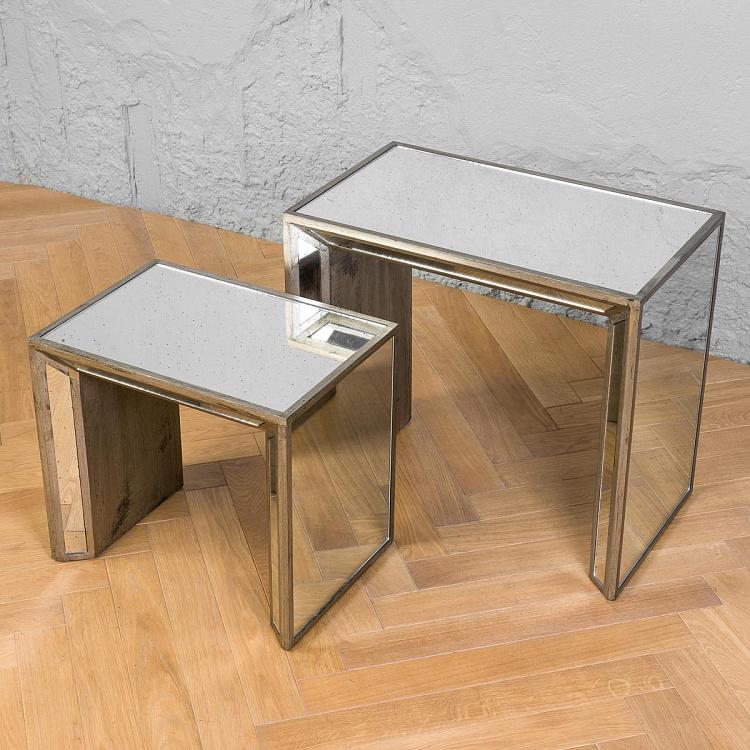 Комплект из двух зеркальных столиков Нарцисс Set Of 2 Narcisse Nesting Mirrored Side Tables