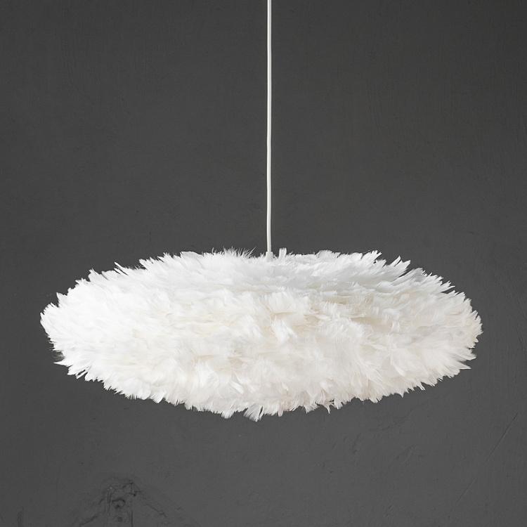 Подвесной светильник Эос Эстер, белые перья, белый провод, M Eos Esther Hanging Lamp White Feathers White Cord Medium