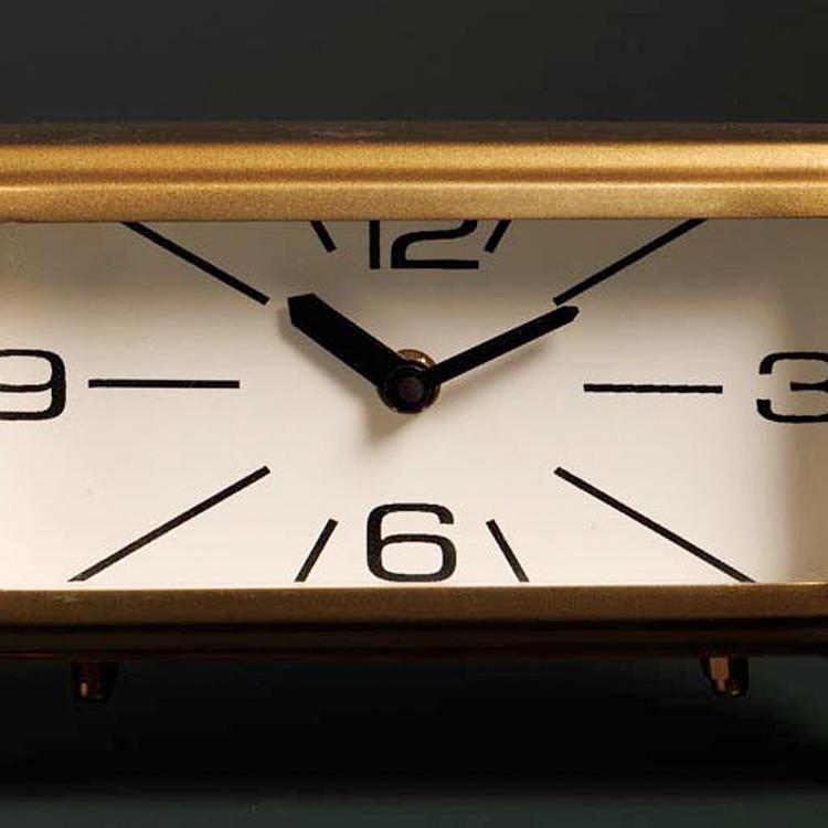 Прямоугольные настольные часы латунного цвета в винтажном стиле Rectangular Brass Patina Clock