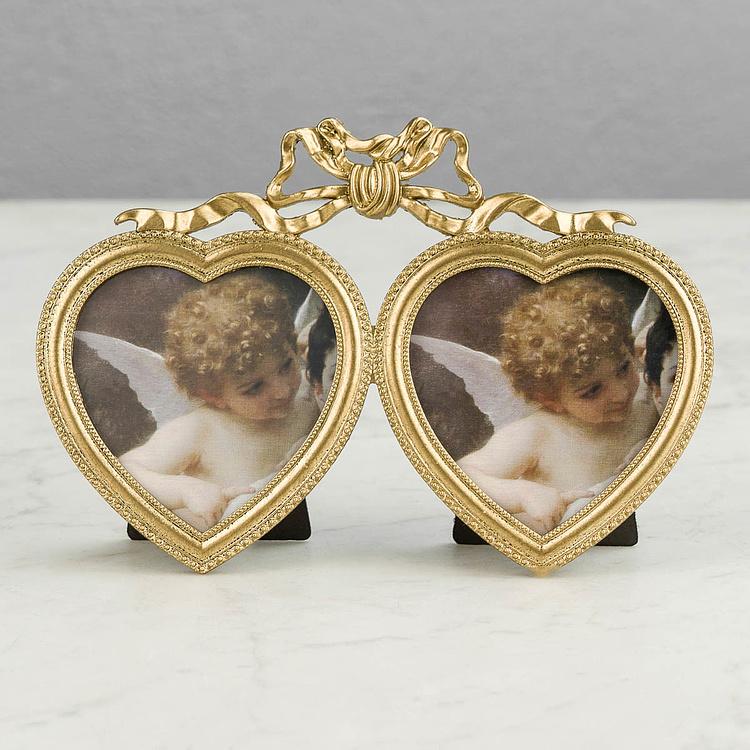 Рамка для фото Двойное сердце Double Heart Golden Photo Frame
