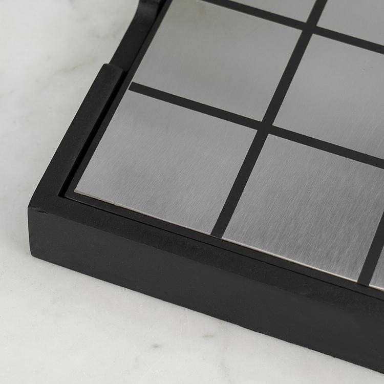 Настольная игра Металлические крестики-нолики в деревянной шкатулке Tic Tac Toe Box Shiny Steel