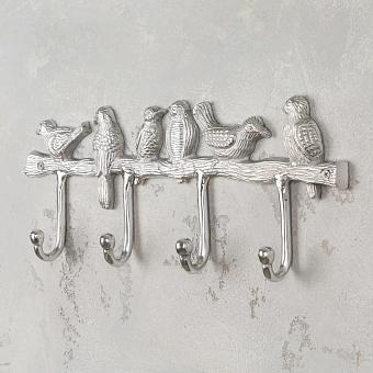 Настенная вешалка Metal Rack With 4 Hooks Birds