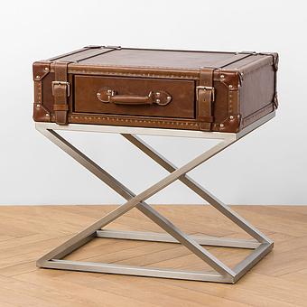 Прикроватный столик Equipage Side Table A натуральная кожа Vector Dark Brown