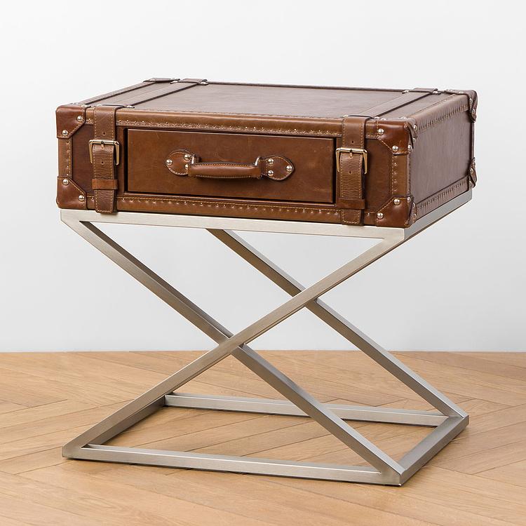 Прикроватный столик Equipage Side Table A натуральная кожа Vector Dark Brown