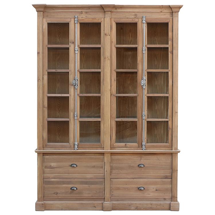 Книжный шкаф с 4 дверцами и ящиками Вильнёв Villeneuve 4 Glass Doors Bookcase With Drawers DB