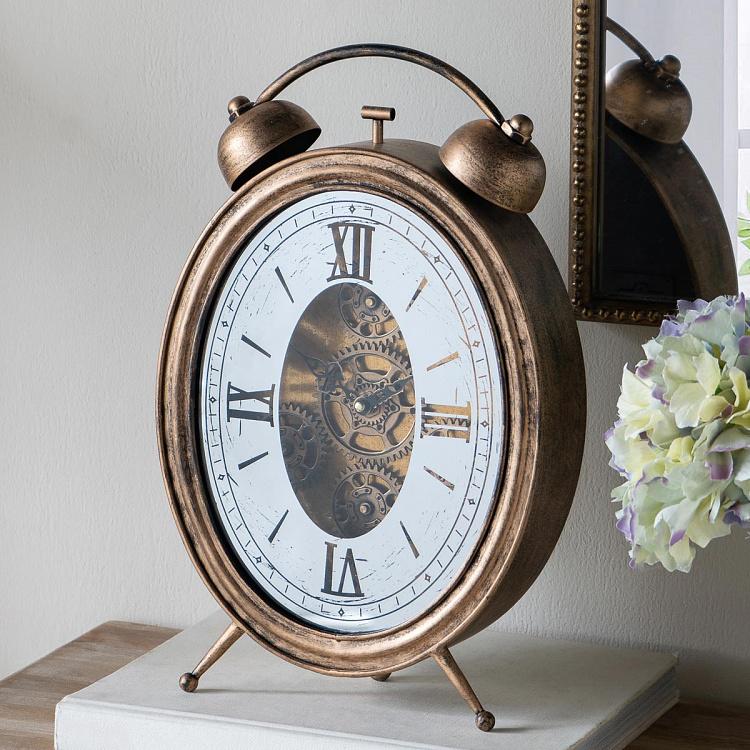 Chester Antique Gold Table Clock With Gears