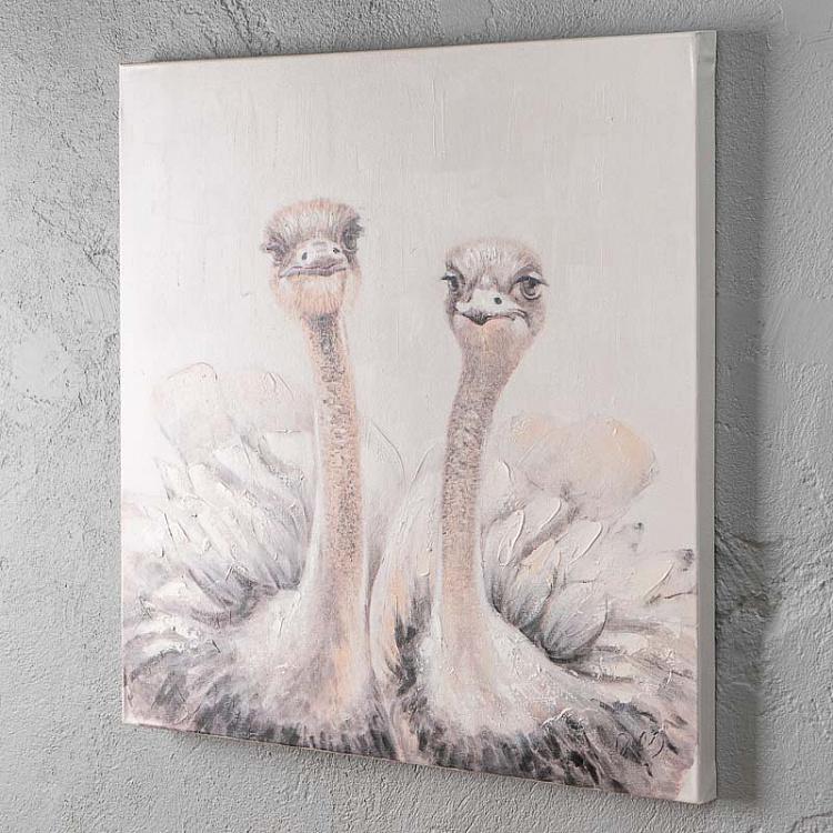 Canvas Acrylic Painting Lovely Ostriches