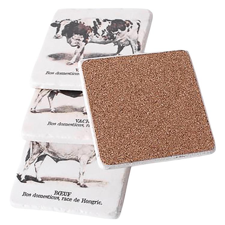 Набор из четырёх подставок под стаканы Коровы Set Of 4 Stone Coasters Cows