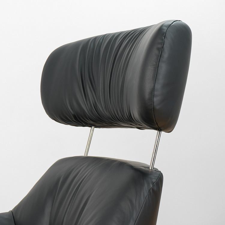 Вращающееся кресло Бельфьоре с подголовником, титановые ножки Belfiore Wing Swivel Armchair, Titanium
