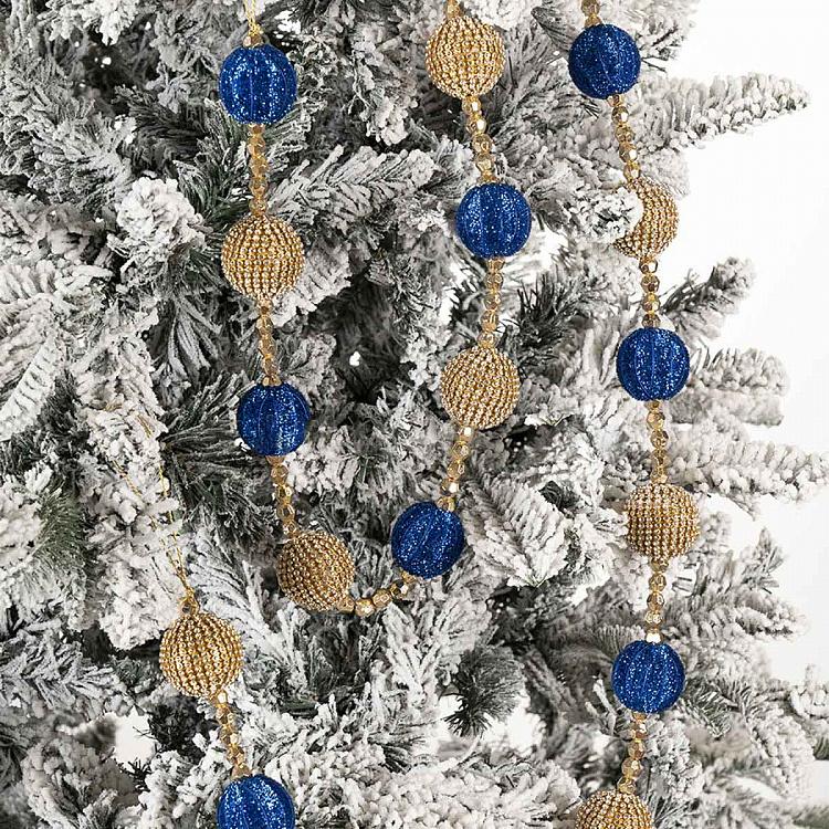 Гирлянда из Золотистых и синих шаров Garland With Balls Gold And Blue 182 cm