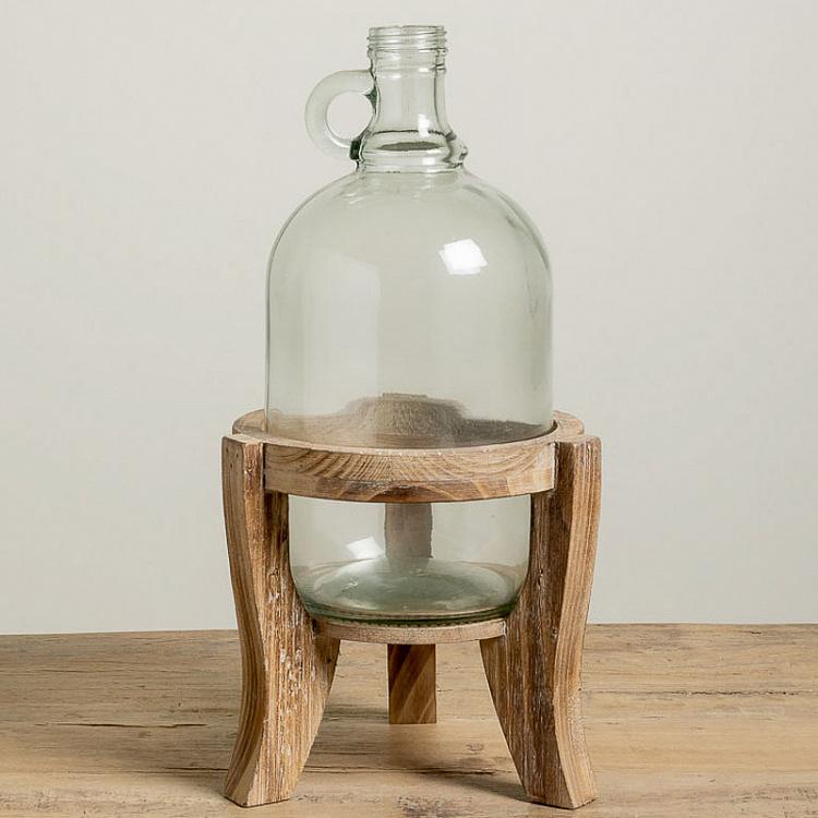 Bottle Vase With Wooden Stand
