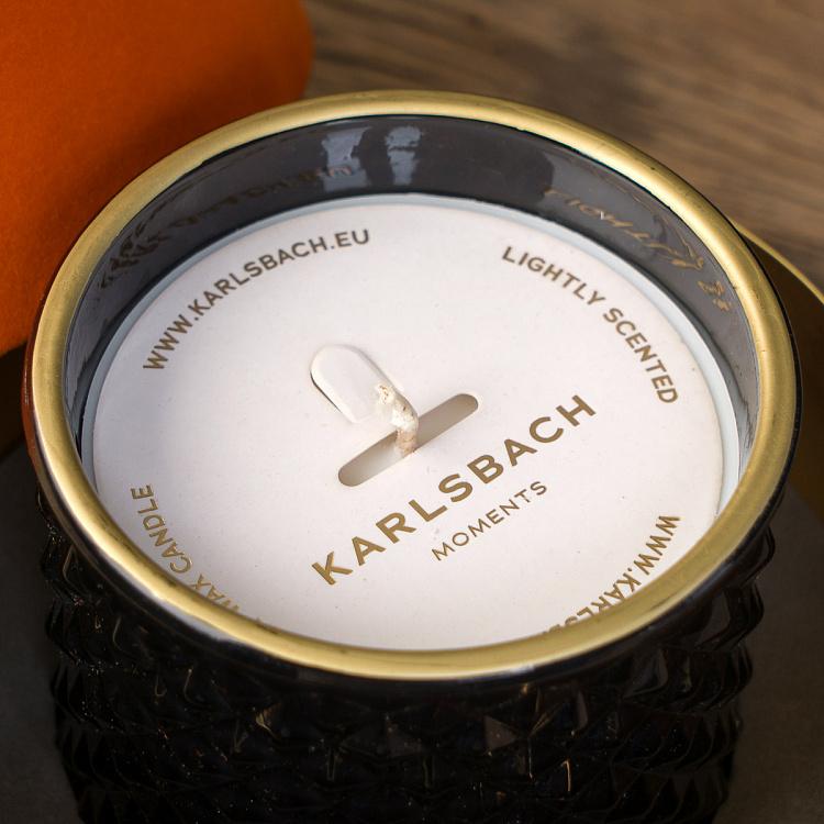 Арома-свеча в чёрном фасетном стакане Блу Колье Дрифтвуд, S Aroma Candle In Black Faceted Glass Blue Collier Driftwood Small