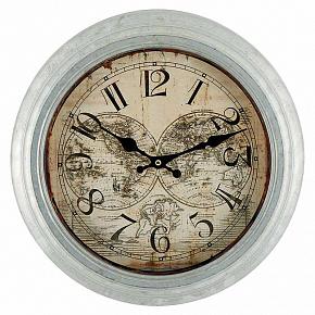 Round Wall Clock Motif Mappemonde Gray