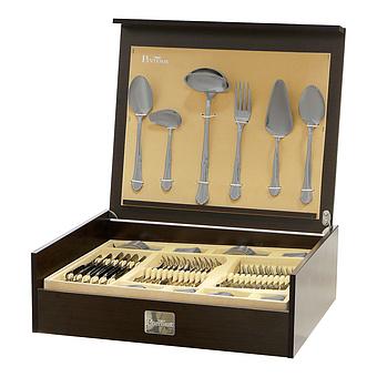 Set Of 126 Cutlery Pieces Settecento Stone Washed Wooden Box