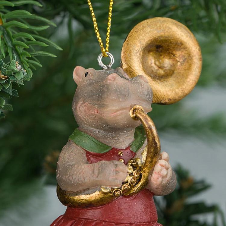 Набор из двух ёлочных игрушек Музыканты лягушка и бегемот Set Of 2 Musicians Frog Hippo 10,5 cm