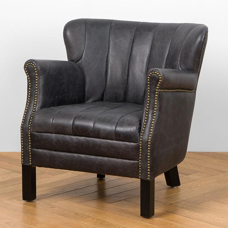 Кресло Paul Armchair With Stripes, Black Wood D натуральная кожа Antique Ebony