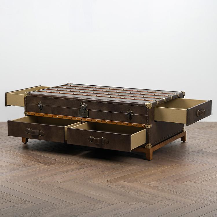 Журнальный стол-сундук Piligrim Coffee Table, Light Wood RM натуральная кожа Antique Master - ракурс 2
