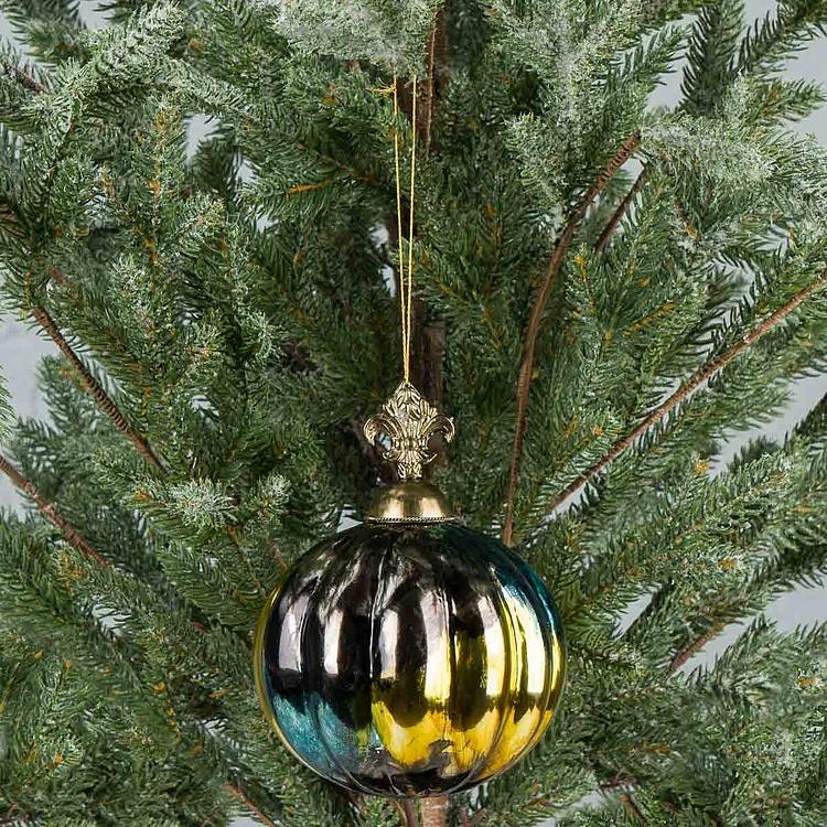 Ёлочная игрушка Шар алхимика, L Metal Base Ball Mercury Blue 12 cm