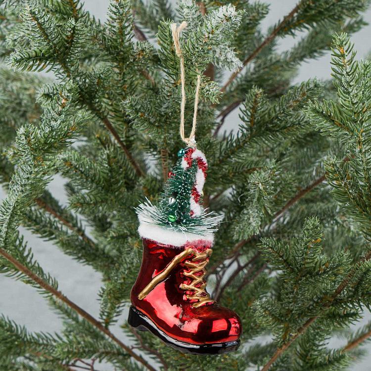 Ёлочная игрушка Ботинок с ёлочкой Boot With Christmas Tree 14 cm