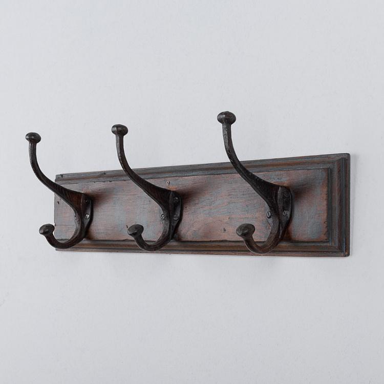 Wooden Wall Rack With 3 Hooks