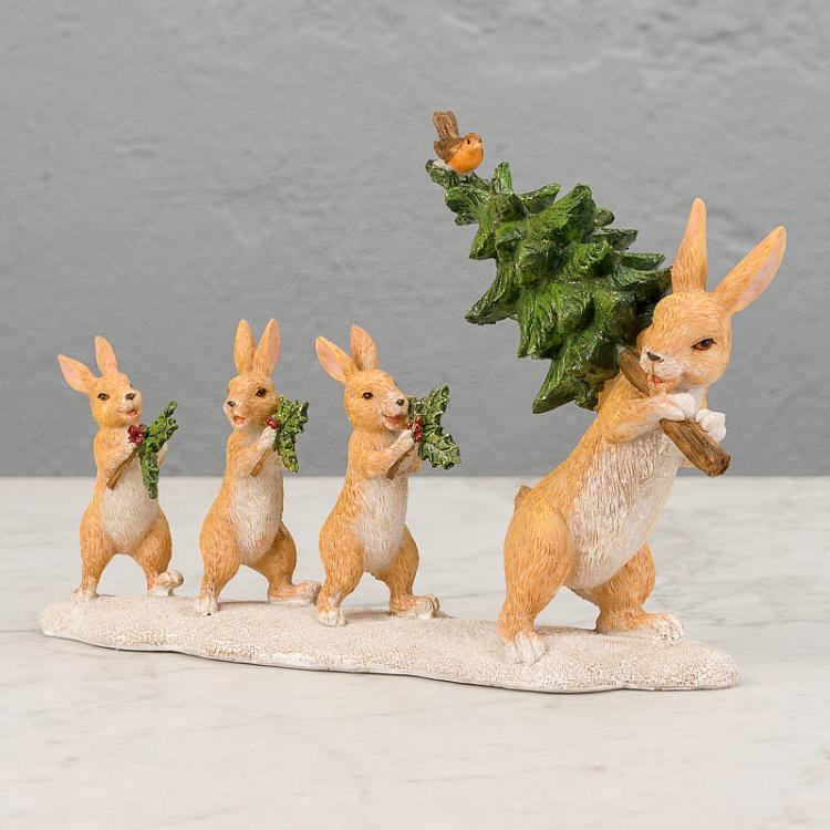 Статуэтка Рождественские зайцы с ёлками Xmas Rabbits With Trees 30 cm